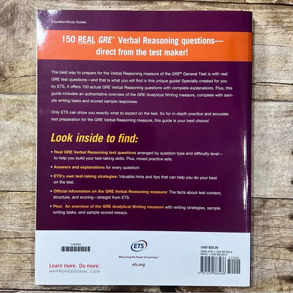 Official GRE Verbal Reasoning Practice Questions Vol‎ 1 2nd Ed ETS Study Guide